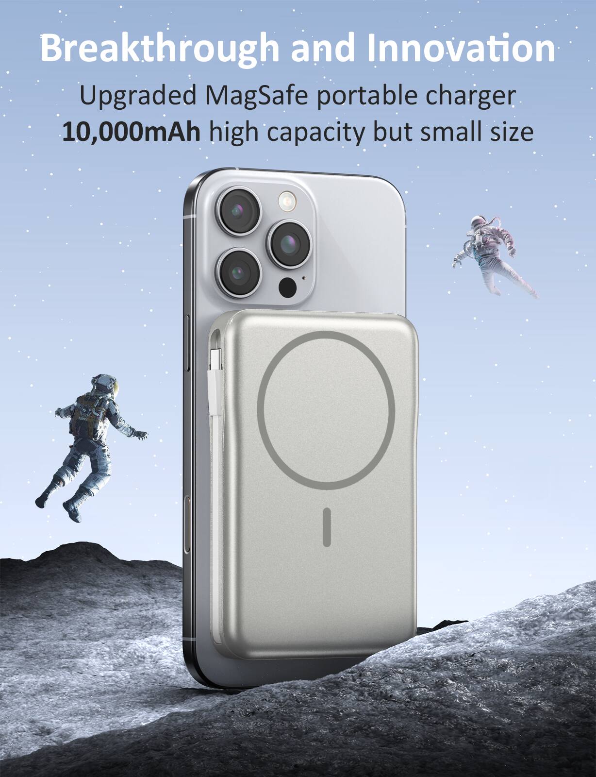 Breakthrough and Innovation  
Upgraded MagSafe portable charger  
10,000mAh high capacity but small size