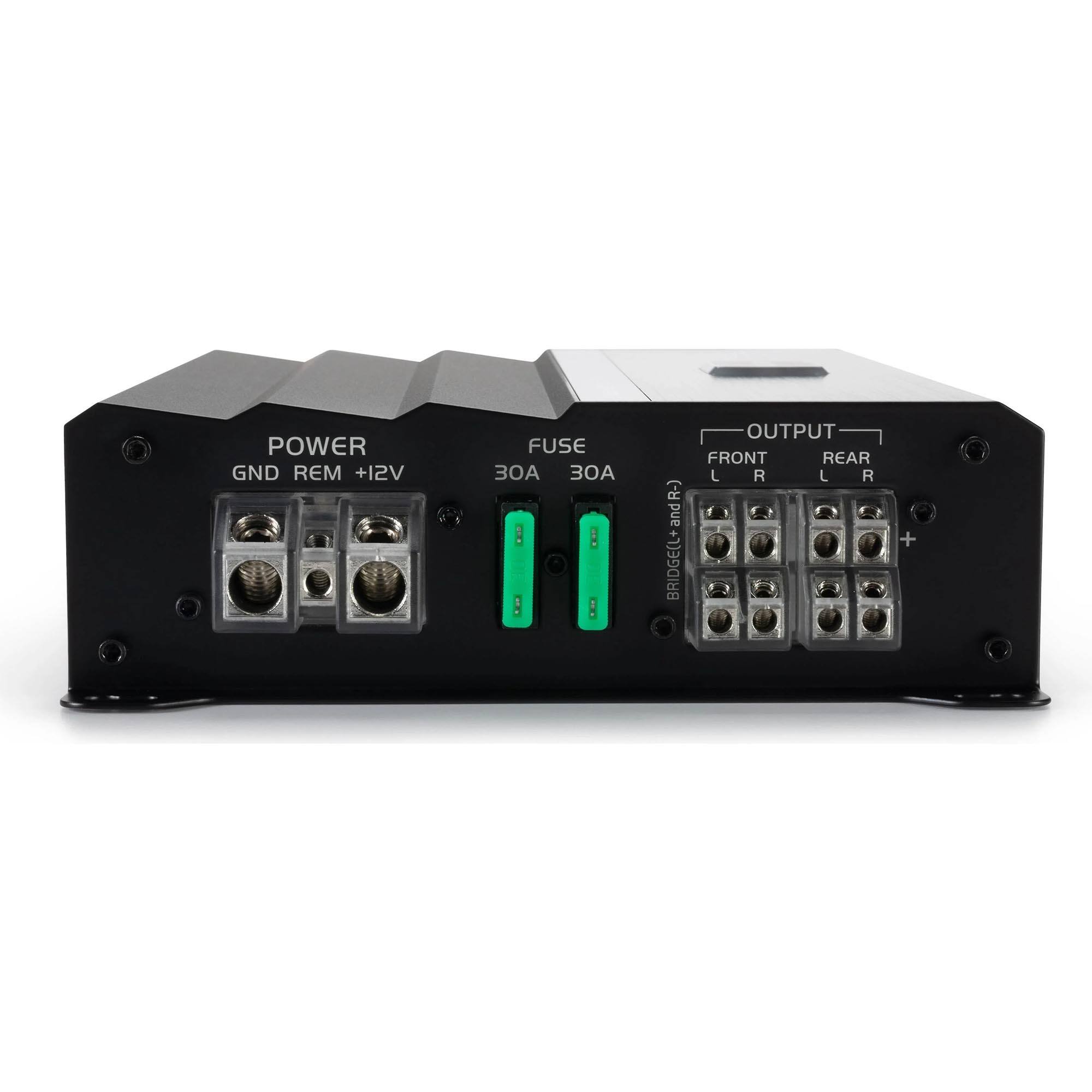POWER GND REM +12V FUSE 30A 30A

OUTPUT

FRONT L R

REAR L R

BRIDGE(L+ and R-)
