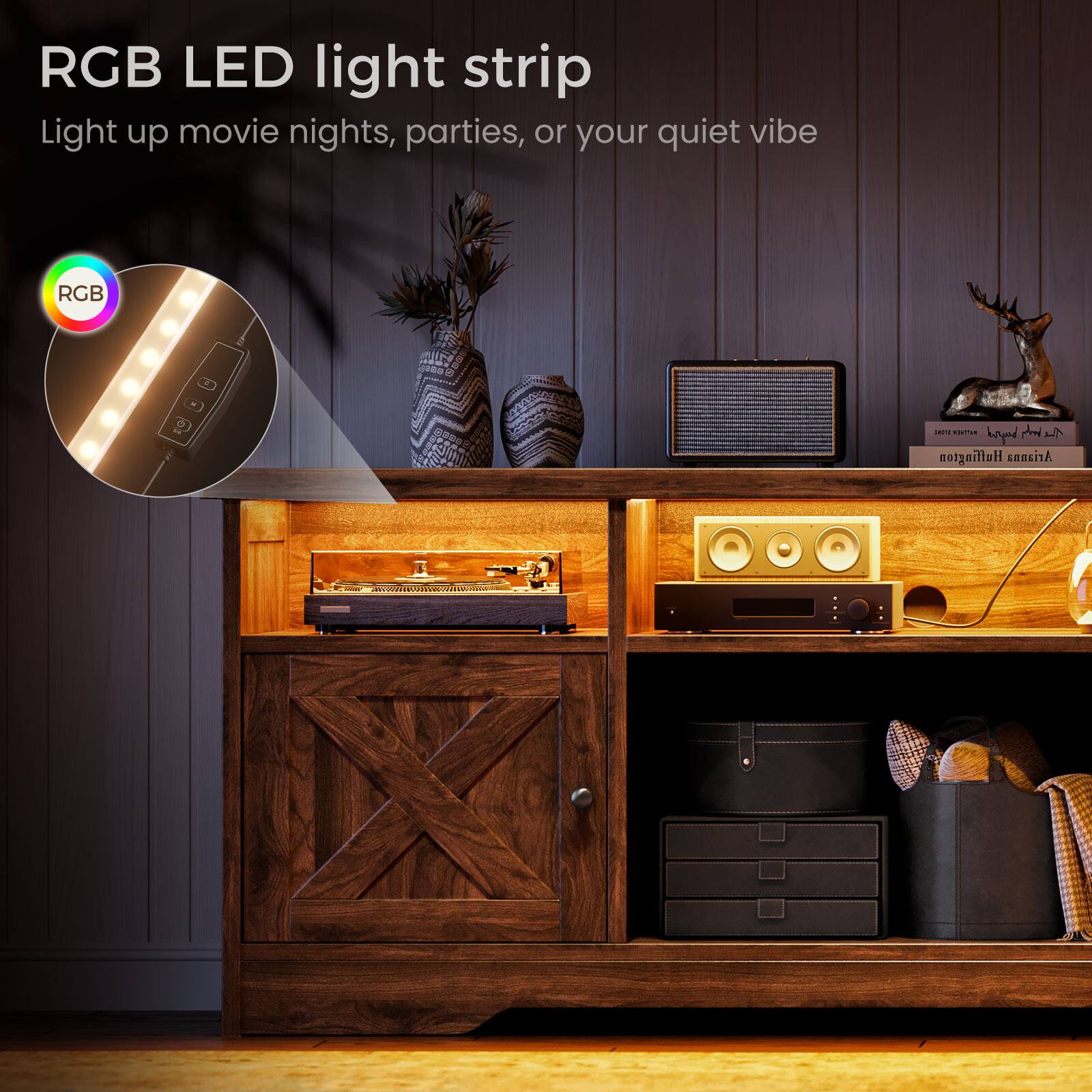 RGB LED light strip  
Light up movie nights, parties, or your quiet vibe