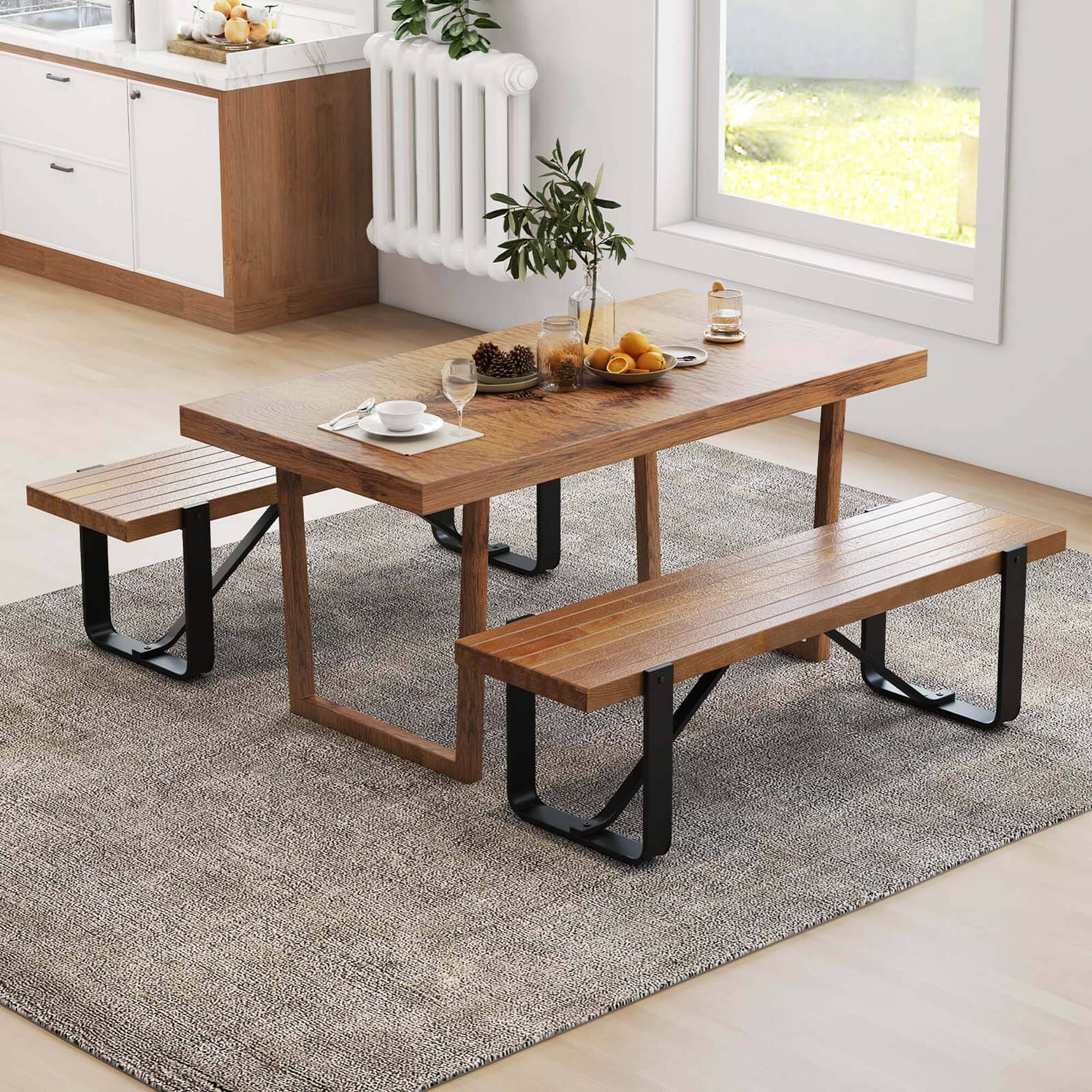 Alt View 11. Costway - 60" Long Hallway Bench Entryway Bench with Metal Frame Farmhouse Wooden Shoe Rack - Natural.