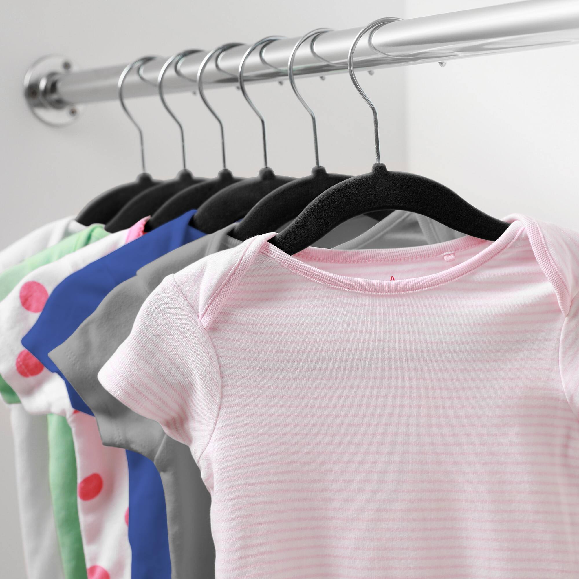 Alt View 5. Casafield - 50 Velvet 11-in Baby Hangers - Black.