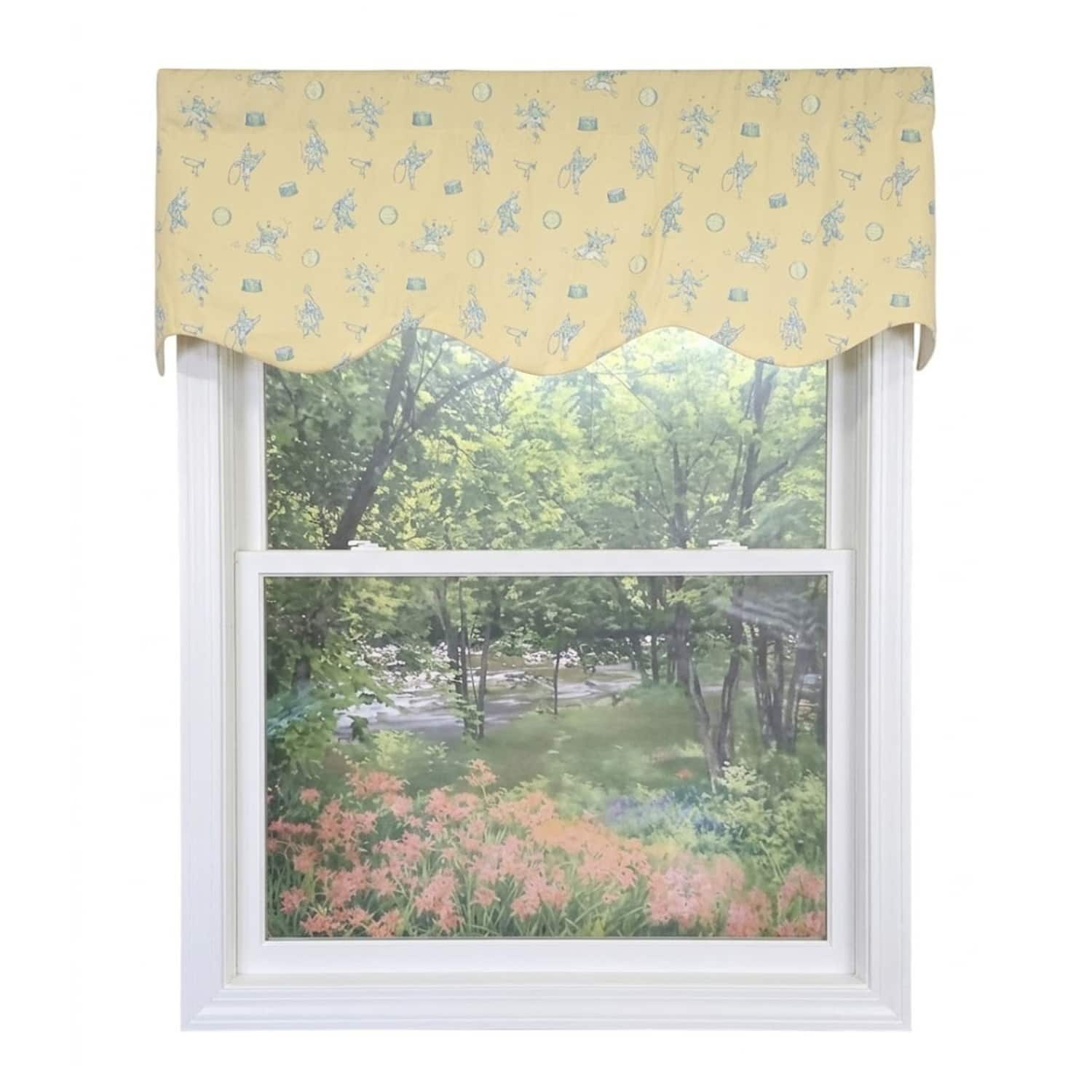 RLF Home - Circus Provance Window Valance 100% Cotton Lined Rod Pocket 50" x 17" - Yellow