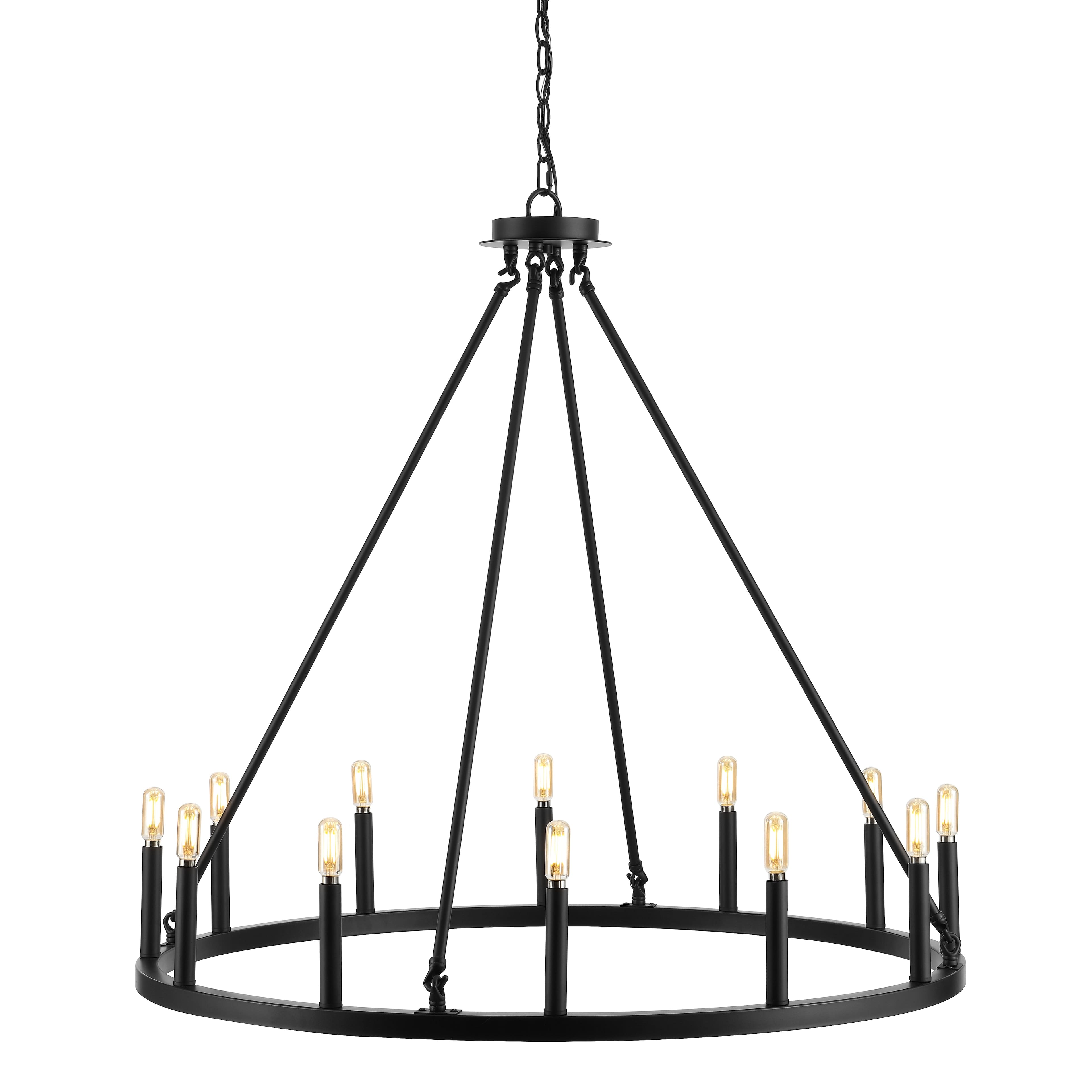 "Jonathan Y - Oberto 36"" 12-Light Iron Classic Industrial Ring LED Chandelier, Oil Rubbed Bronze - Oil-Rubbed Bronze" price history on PriceWatchPro