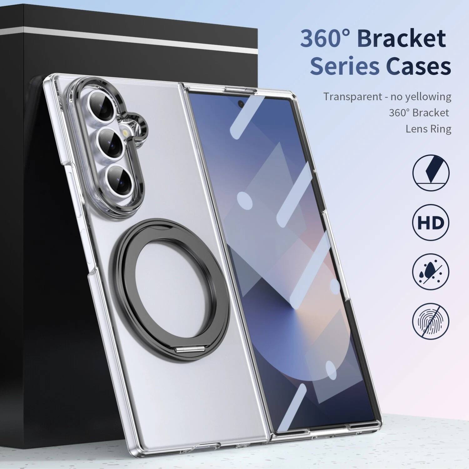 360° Bracket Series Cases  
Transparent - no yellowing  
360° Bracket Lens Ring  
HD