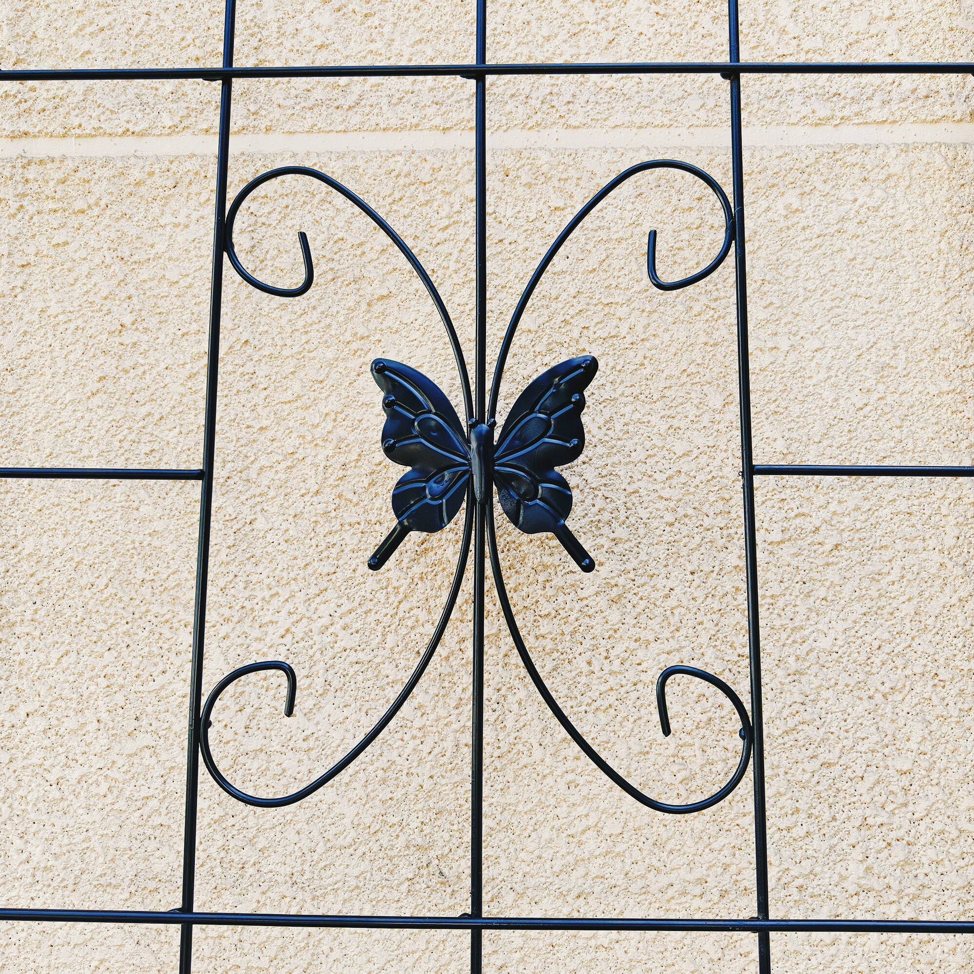 Alt View 6. Loheer - 4-Pack Metal Garden Trellis Panels for Climbing Plants, Outdoor Flower Support, Iron Construction - Black.