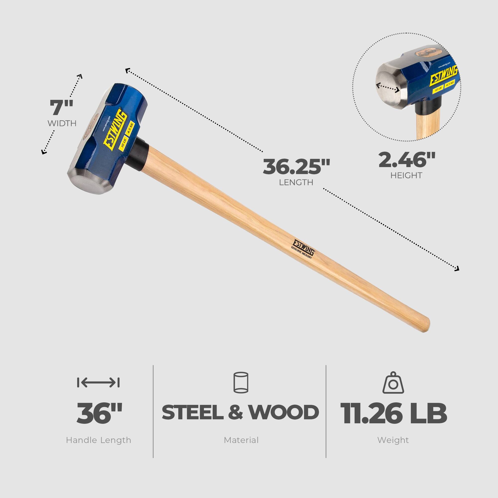 7" WIDTH  
36.25" LENGTH  
2.46" HEIGHT  

36" Handle Length  
STEEL & WOOD  
11.26 LB Material Weight