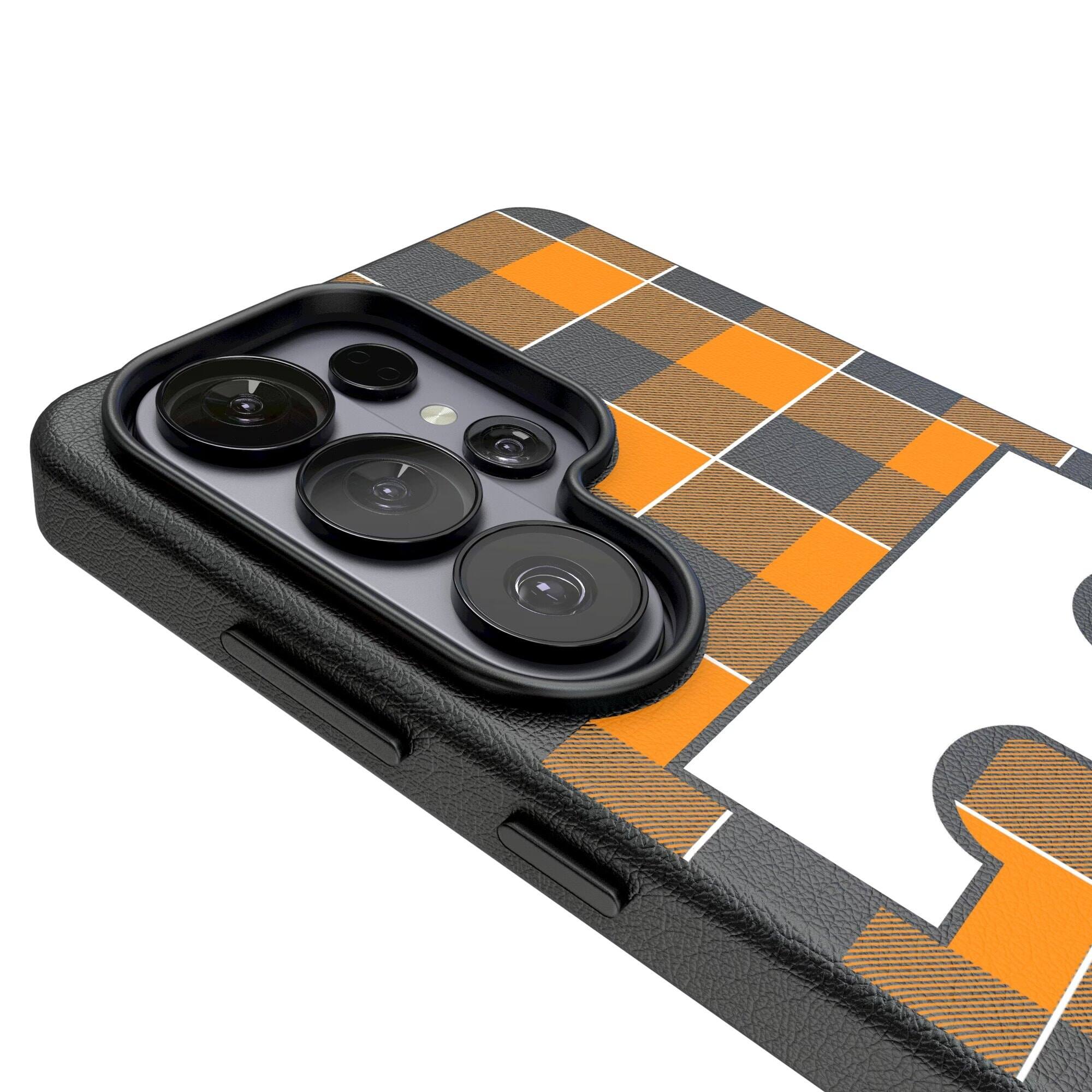 Alt View 2. Keyscaper - Tennessee Volunteers Plaid Galaxy Magnetic Bump Case - S24 Ultra - Black.
