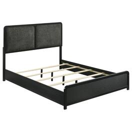 Manhattan Lane - Cavy King Size Bed, Channel Tufted Upholstered Headboard - Black, Charcoal Gray