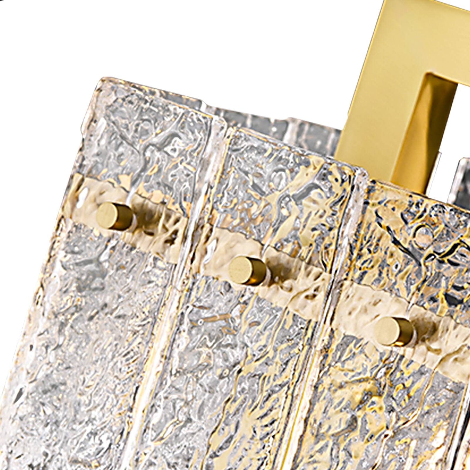 Alt View 9. Siljoy - Square Frame Cracked Glass Lampshade Pendant Light - Gold.