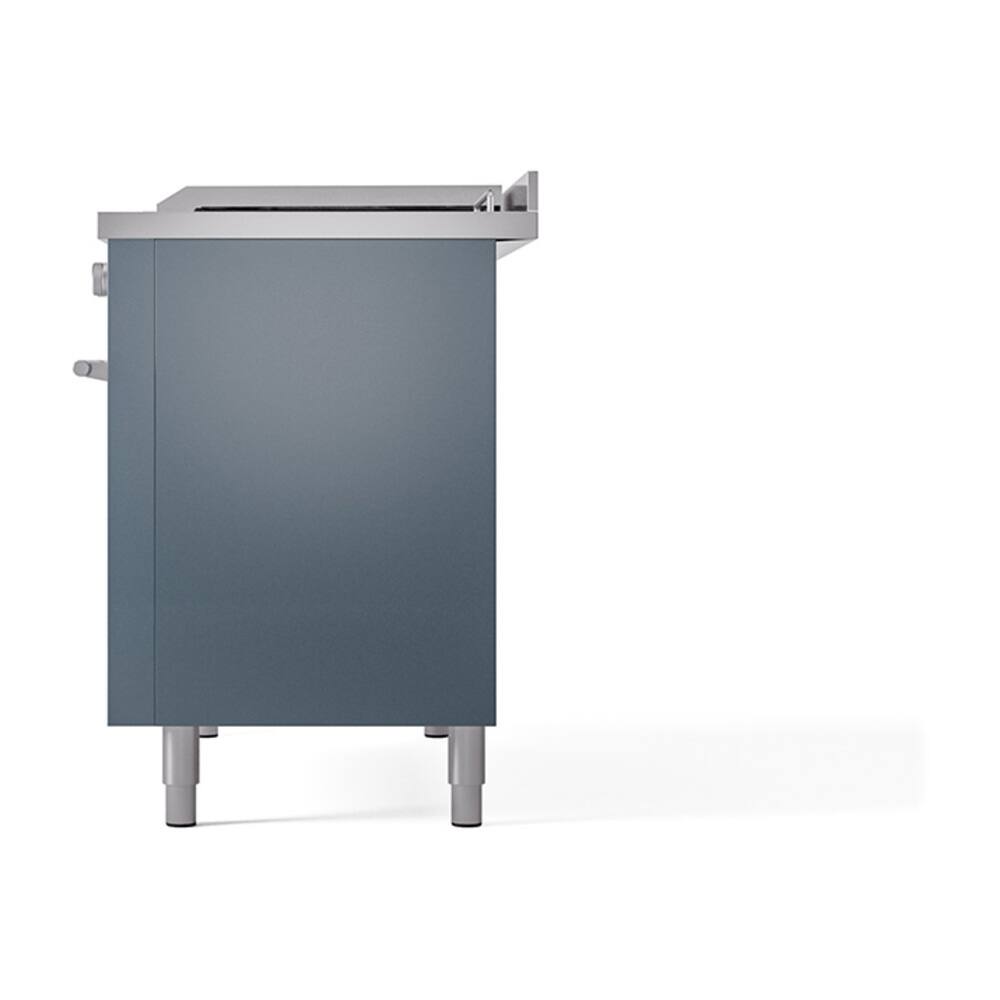 Alt View 4. ILVE - ILVE Professional Plus II Series 48 in. Dual Fuel Range with 5 Sealed Burners + Griddle (Natural Gas, Satin Trim) - Blue Grey.