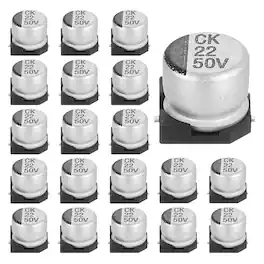Unique Bargains - 22uF 50V SMD Aluminum Electrolytic Capacitor, Low Impedance, 6.3x5.4mm, 20pcs, for TV/Computer/DIY - Silver