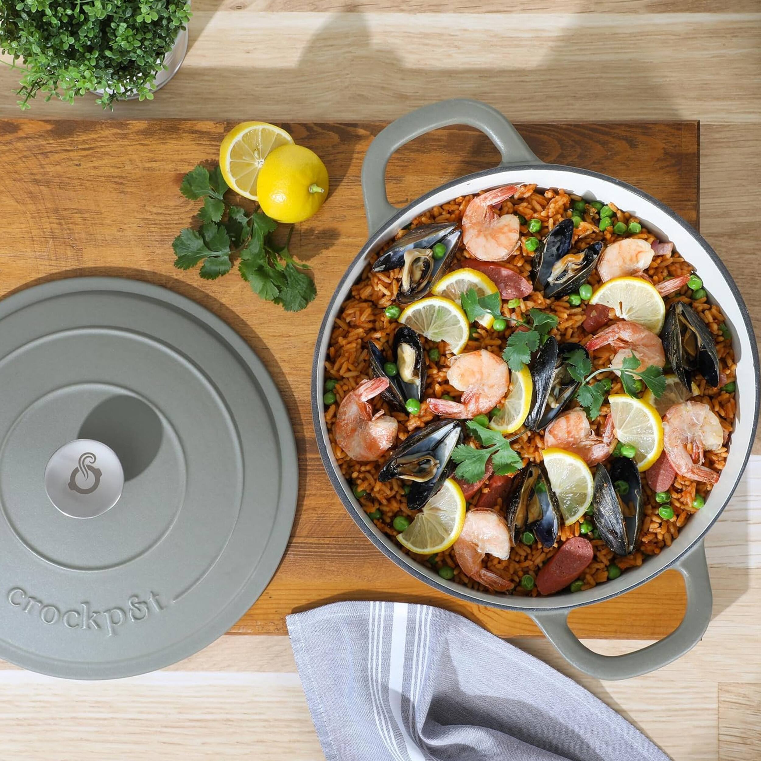 Alt View 5. Crockpot - Crock Pot Artisan 7 Quart Round Cast Iron Dutch Oven in Scarlet Red - Red.