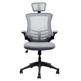 Forest'nSky - Techni Mobili High-Back Mesh Executive Office Chair with Headrest & Flip-Up Arms, Grey - Silver