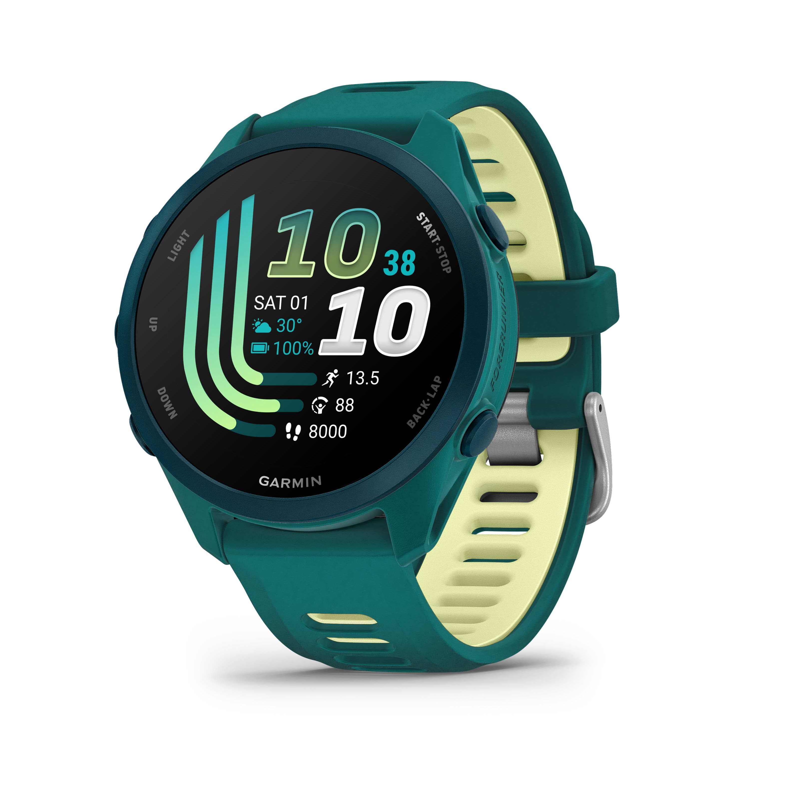 Garmin - Forerunner 170 Music GPS Smartwatch 43 mm Fiber-Reinforced polymer - Teal Green/Citron - (2026) price history on PriceWatchPro