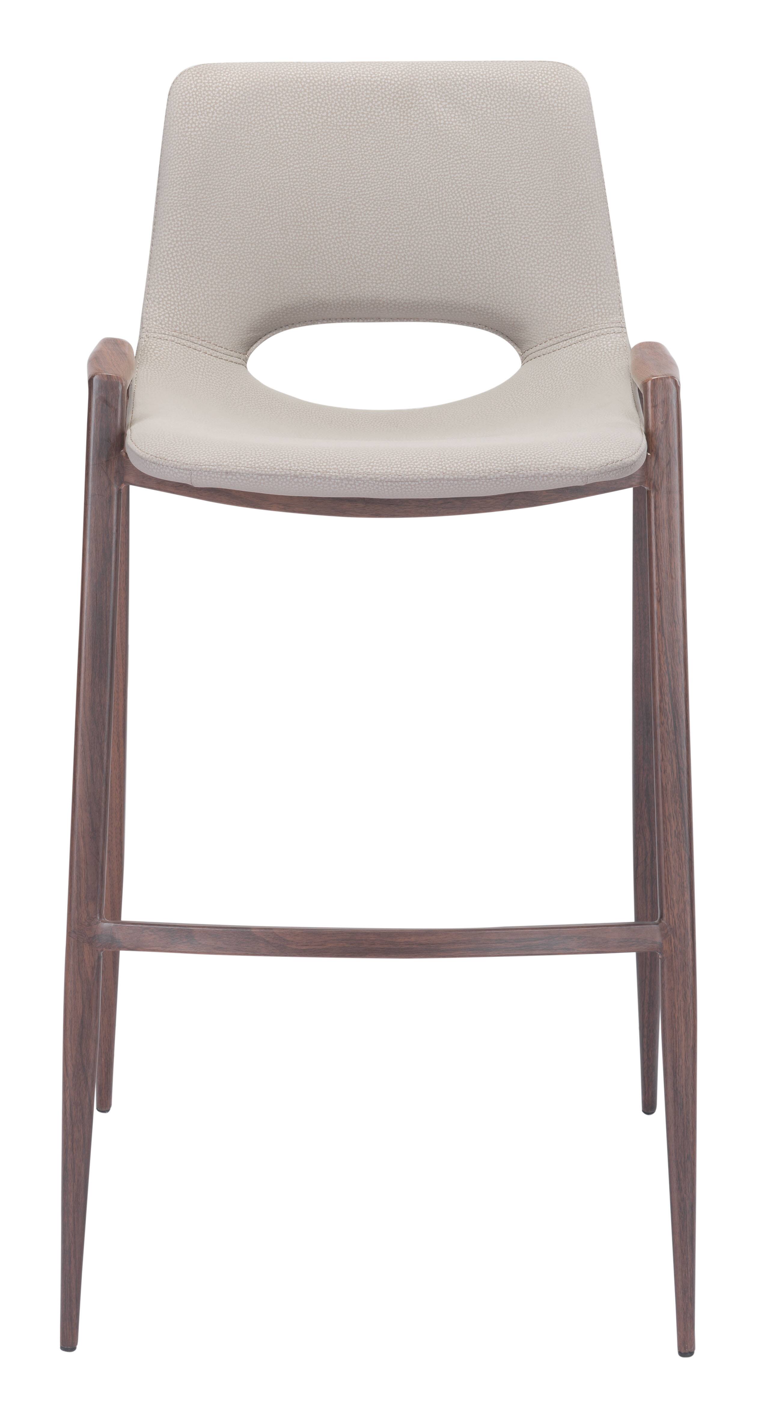 Alt View 1. Hivvago - Desi Barstool (Set of 2) Beige & Walnut - Beige & Walnut.