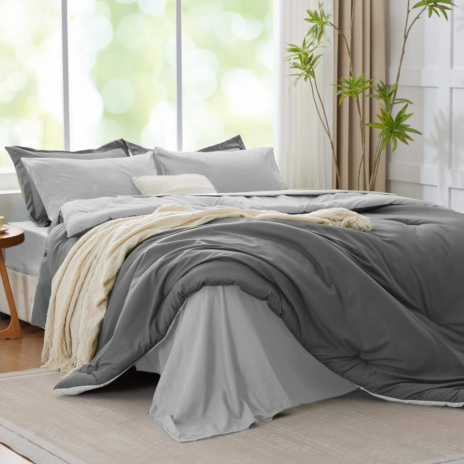 Dapper Styles - Comforter Set Queen And Bedding Reversible Soft Bed In A Bag With Sheets Pillowcases Shams All Seasons Boho - Grey-Twin/Twin XL