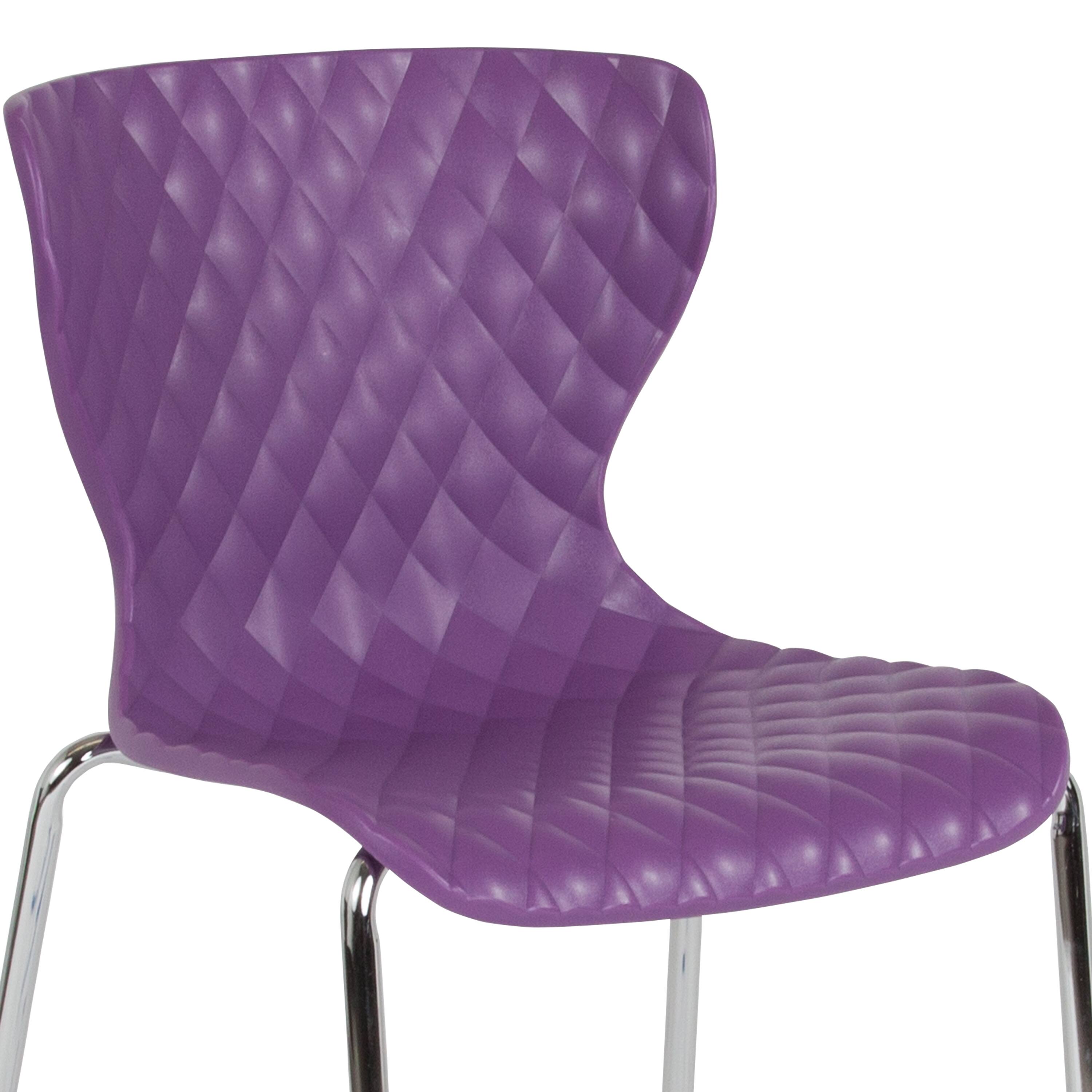 Alt View 10. Emma + Oliver - 4 Pack Contemporary Design Plastic Stack Chair - Purple.