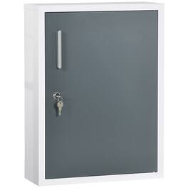 Homcom - Bathroom Medicine Cabinet with Shelves Inside & On Door, Locking Medical Cabinet for Child & Pet Safety - White, Grey