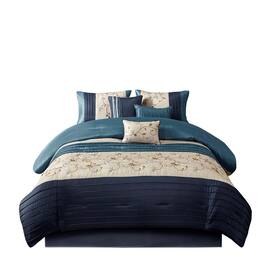 Gracie Mills - Rogelio 7-Piece Transitional Embroidered Comforter Set - Navy