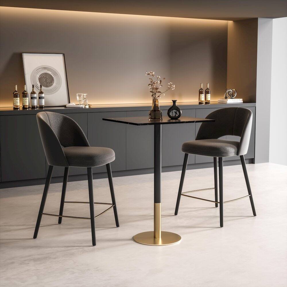 Alt View 2. Elegant Decor - Ronan 28 Inch Pub Table In Black - Black And Gold.