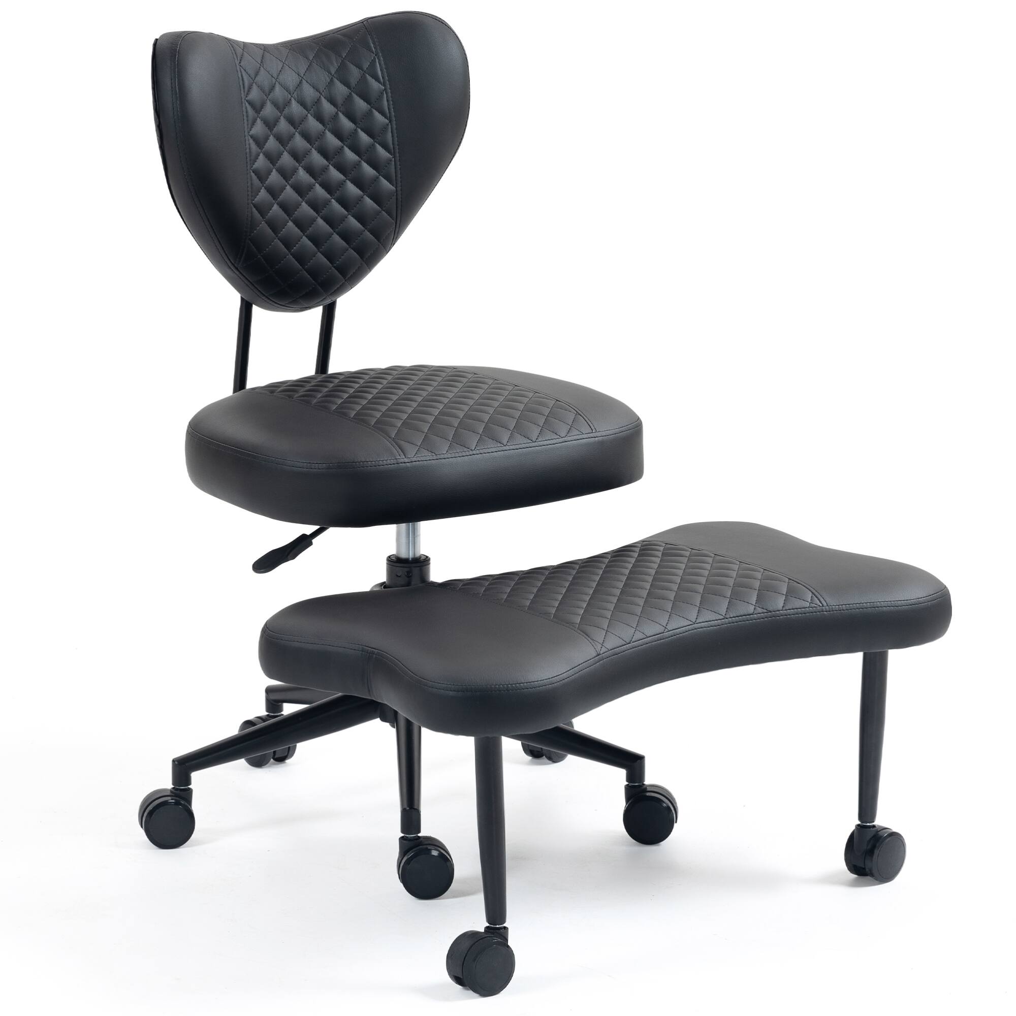 Left. GOODSILO - Premium Ergonomic Cross-Legged Swivel Chair with Adjustable Height and Soft Upholstery for Home and Office Use - Black.