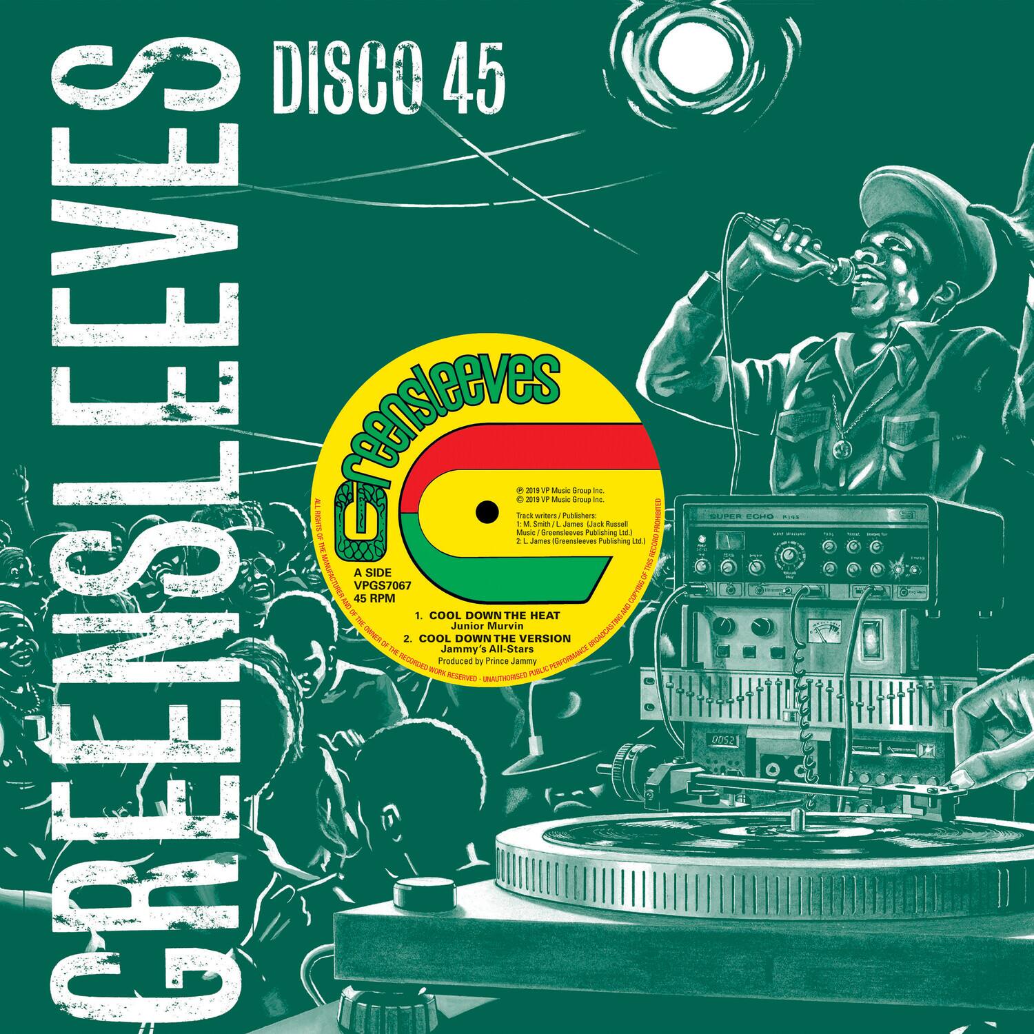 **GREENSLEEVES**

**DISCO 45**

**A SIDE**  
VPGS7067  
45 RPM

1. COOL DOWN THE HEAT  
   Junior Murvin

2. COOL DOWN THE VERSION  
   Jammy's All-Stars

Produced by Prince Jammy  
Super A-Studio  
Super A-Studio  
Super A-Studio

**B SIDE**  
VPGS7067  
45 RPM

1. COOL DOWN THE HEAT  
   Junior Murvin

2. COOL DOWN THE VERSION  
   Jammy's All-Stars

Produced by Prince Jammy  
Super A-Studio  
Super A-Studio  
Super A-Studio

**GREENSLEEVES**  
A SIDE  
VPGS7067  
45 RPM

1. COOL DOWN THE HEAT  
   Junior Murvin

2. COOL DOWN THE VERSION  
   Jammy's All-Stars

Produced by Prince Jammy  
Super A-Studio  
Super A-Studio  
Super A-Studio

**B SIDE**  
VPGS7067  
45 RPM

1. COOL DOWN THE HEAT  
   Junior Mur