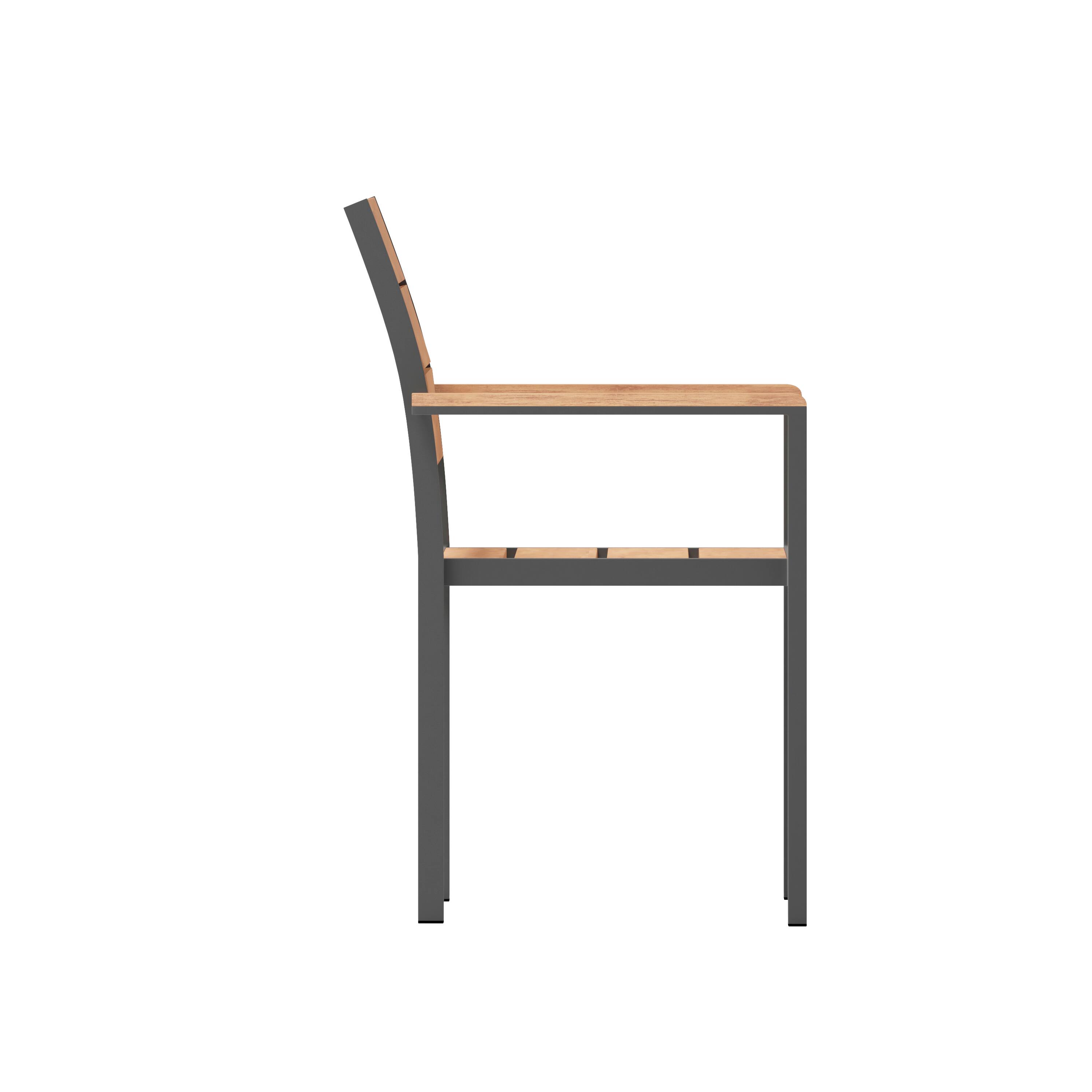Left. Flash Furniture - Finch Commercial Grade Patio Chair with Arms, Stackable Side Chair with Faux Teak Poly Slats and Metal Frame, Natural/Gr - Natural.