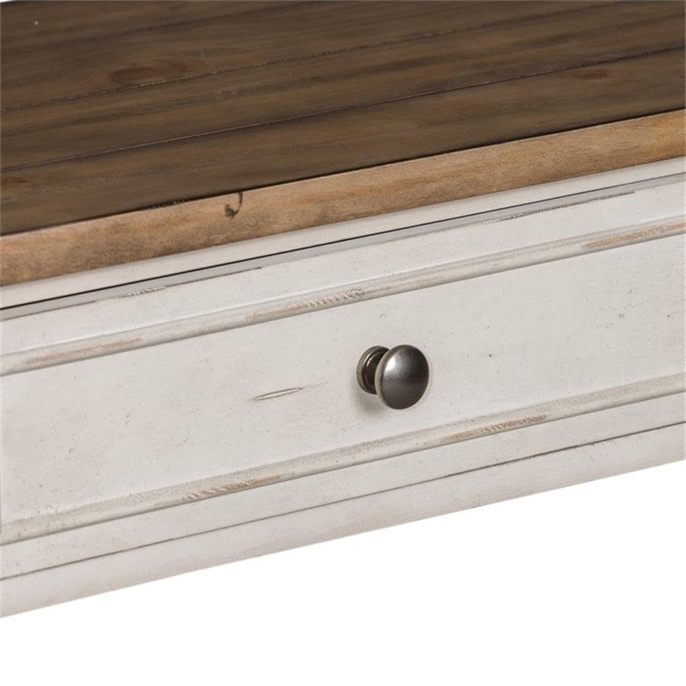 Alt View 2. Liberty Furniture Industries - Morgan Creek Sofa Table in Antique White w/ Wirebrushed Tobacco Accents - White.