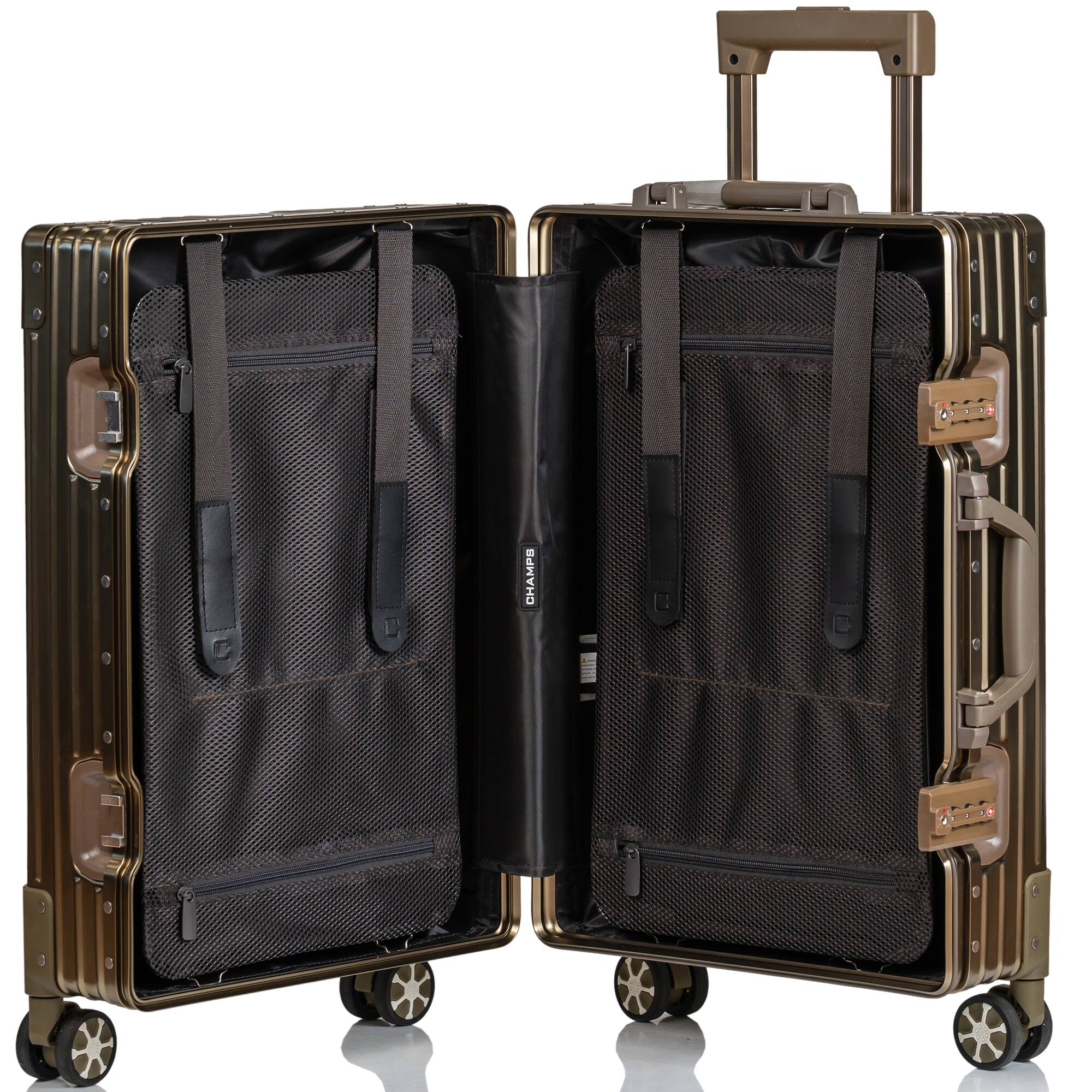 Back. Champs - Elite Aluminum Collection Carry-on Luggage Case - Titanium Gold.