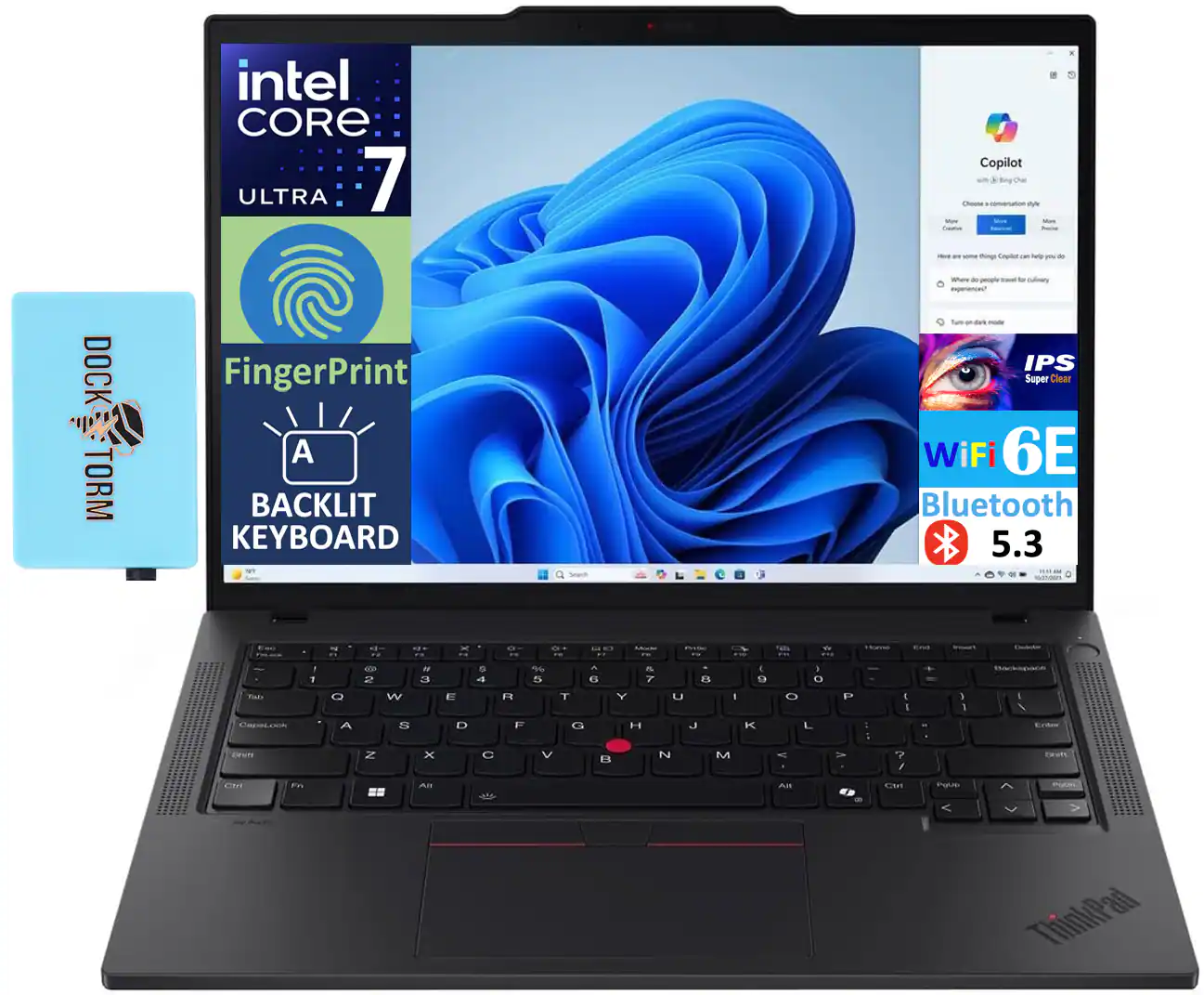 Lenovo - T14 Gen 5 Laptop 14.0 WUXGA (Intel Ultra 7 155U, 32GB DDR5, 1TB PCIe SSD, Win 11 Pro) w/USB Hub - Black