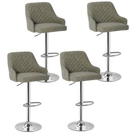 Vecelo - Set of 4 PU Leather Bar Stools - Adjustable Height Seats, 330lb Capacity, 360° Rotation - Dark Gray
