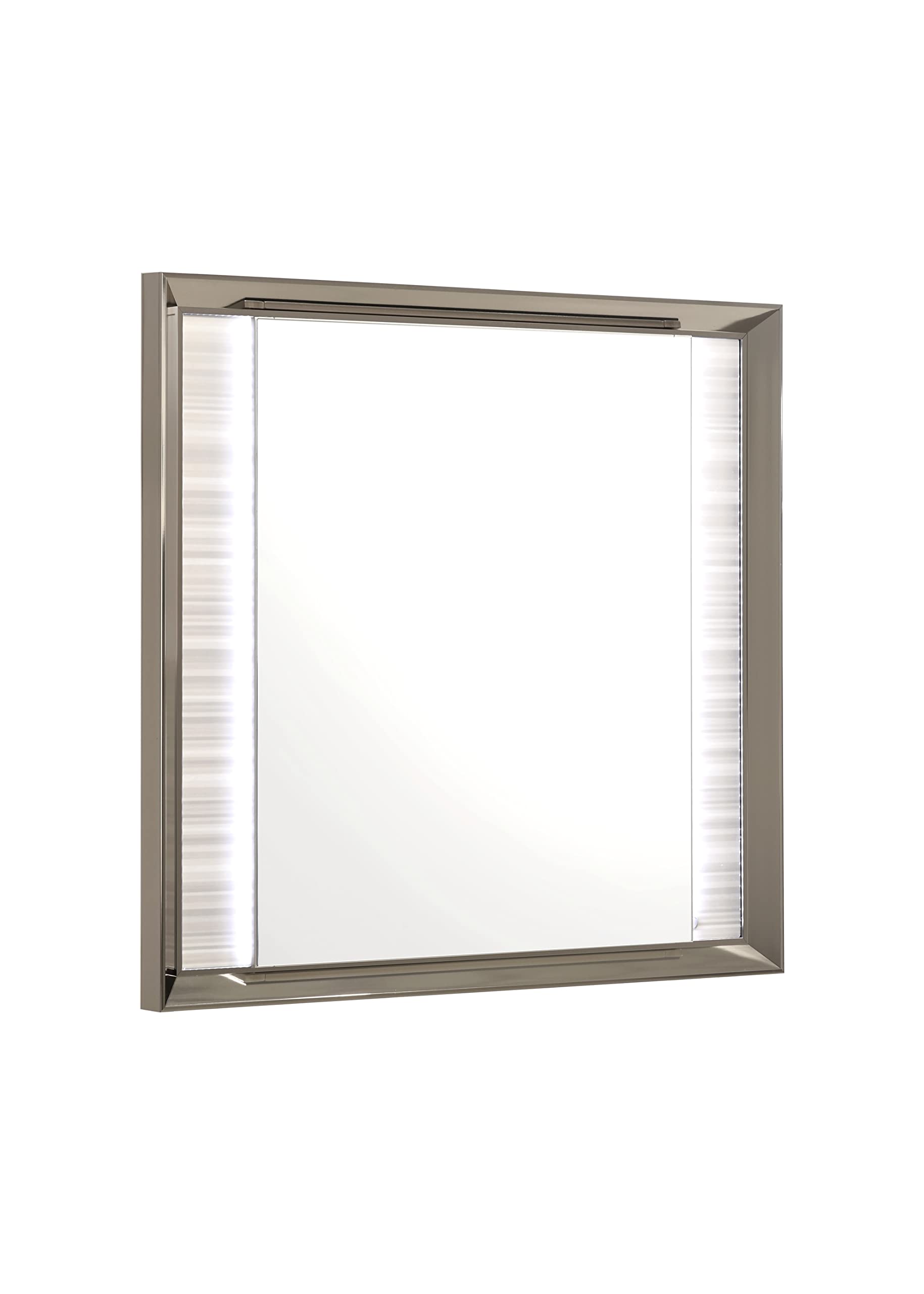 Angle. Global Furniture USA - Modern Zambrano White Mirror With Led - White.