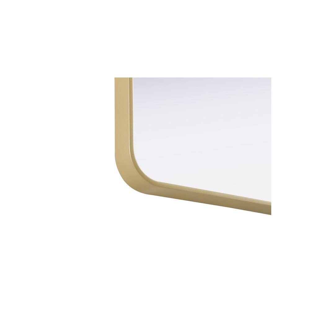 Back. Elegant Decor - Contour Metal Rectangle Mirror 30x60 in Brass - Brass.