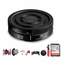 Panasonic - Lumix S 26mm f/8 Full Frame Lens (L-Mount) + Sling Backpack - Bundle - Black