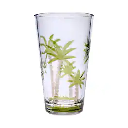 APRILSOUL - Palm Tree Design Acrylic Glasses Set of 4 Hi Ball Plastic BPA Free Cocktail Drinkware Water Tumblers - White
