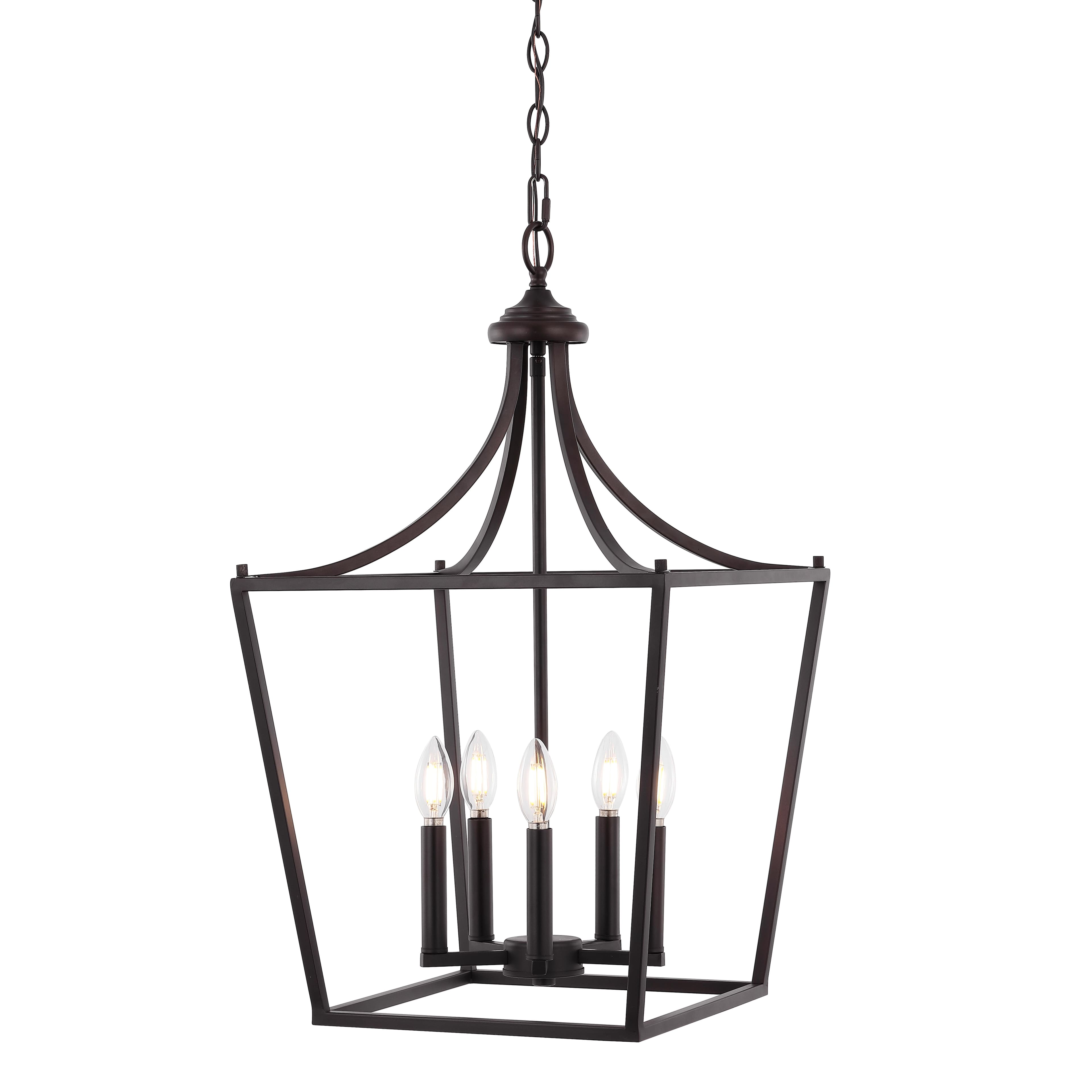 "Jonathan Y - Camden 16"" 5-Light Iron Classic Midcentury Pendant Lantern, Oil Rubbed Bronze - Oil-Rubbed Bronze" price history on PriceWatchPro