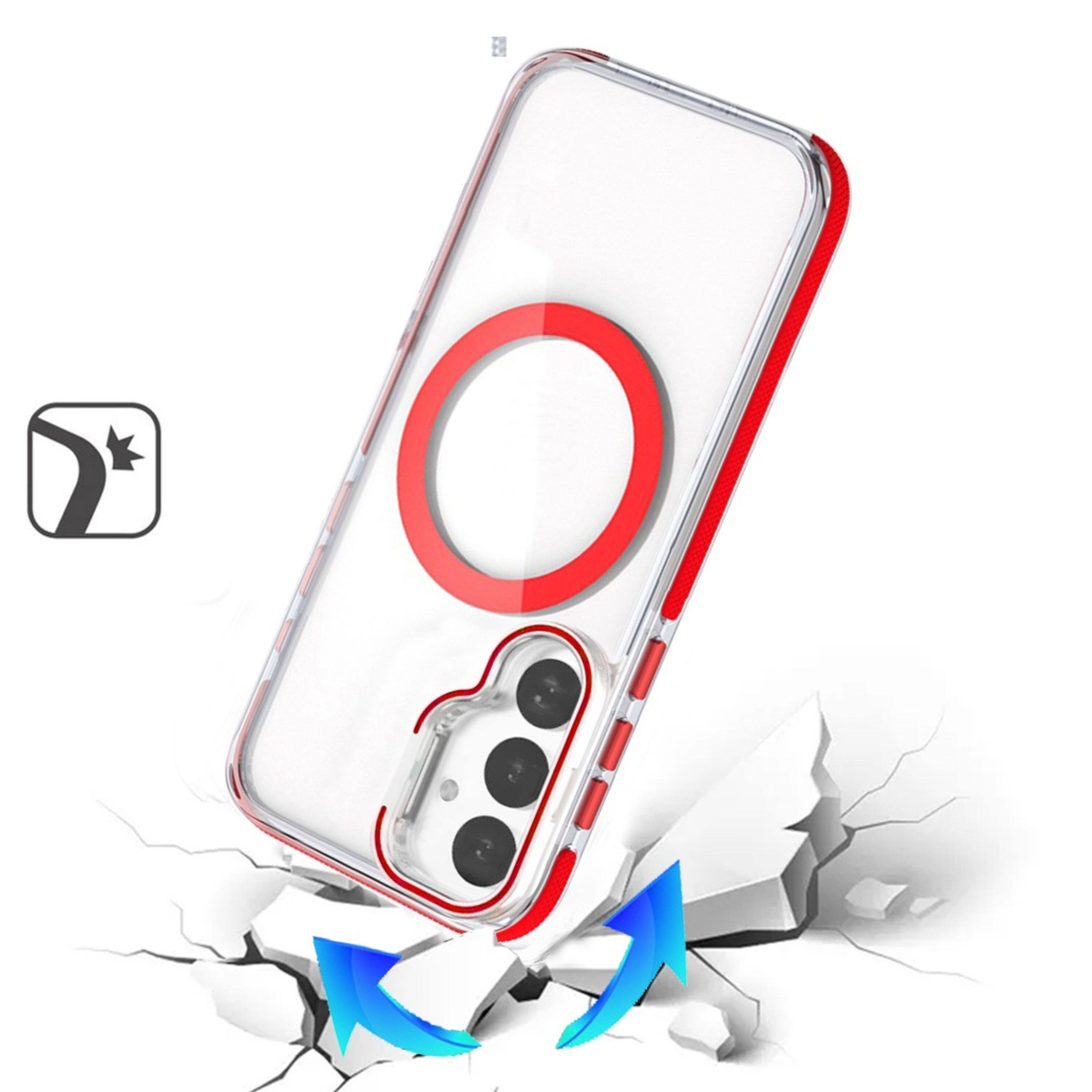 Left. Kitcheniva - Magnetic Circle Lens Stand Cover Phone Case Tempered Glass For Samsung Galaxy S26 Red - Red.