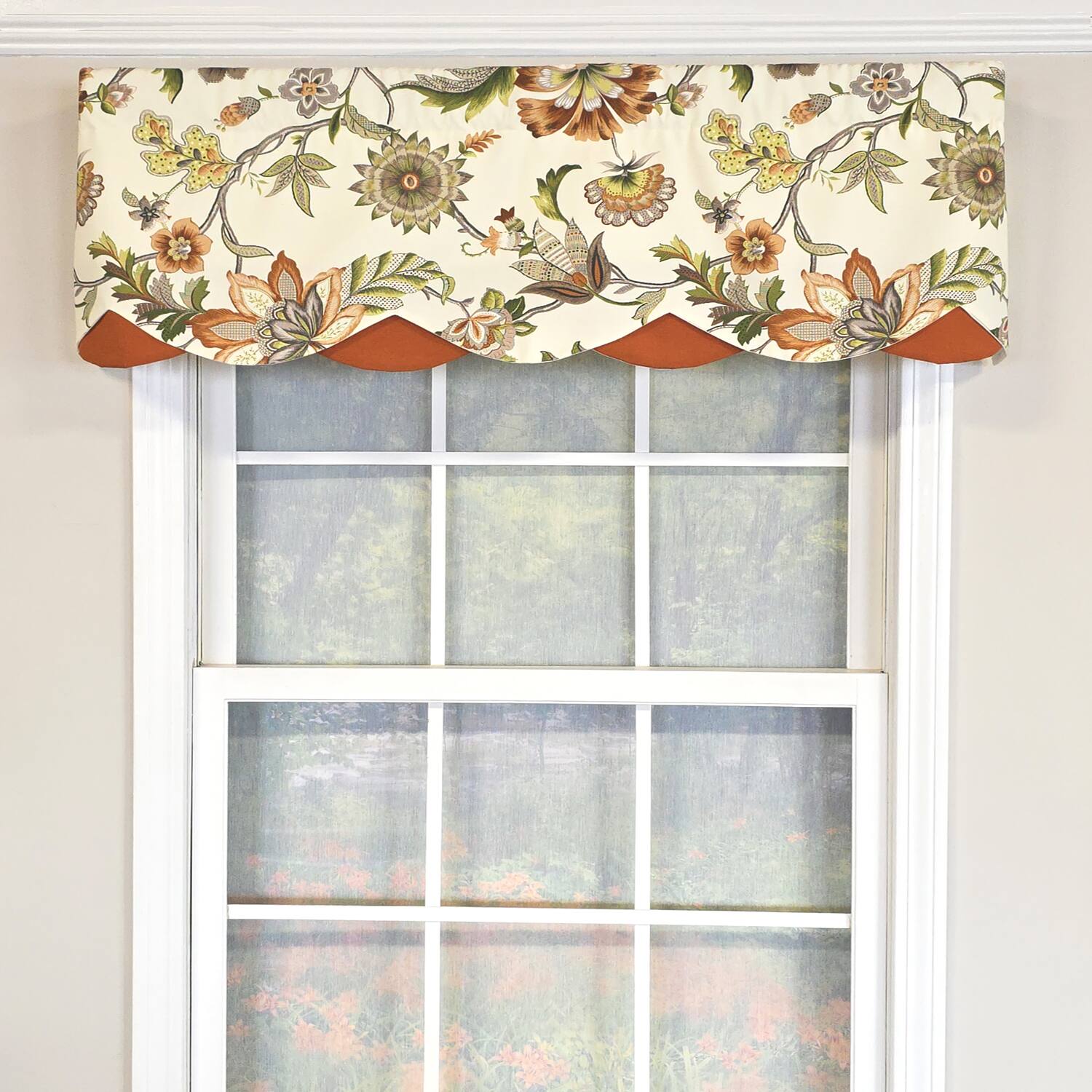 Angle. RLF Home - RLF Home 100% Cotton Zanzibar Petticoat With Poly/Cotton lining Rod Pocket Valance 50" x 17" Orange - Orange.