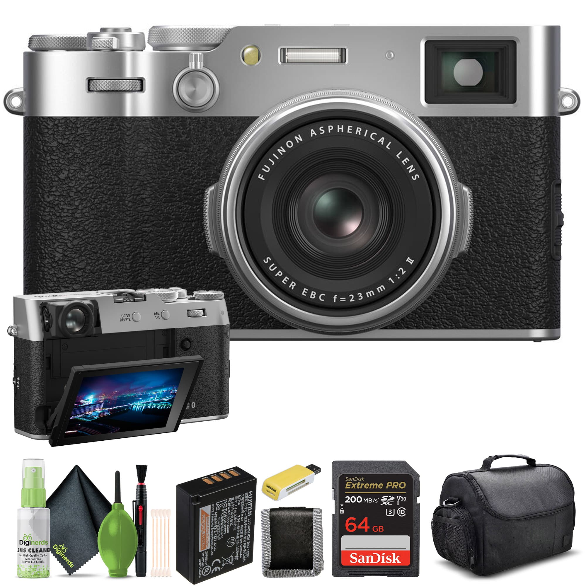 Fujifilm - X100VI Digital Camera (16821822) + 64GB Card + Starter Bundle - Silver