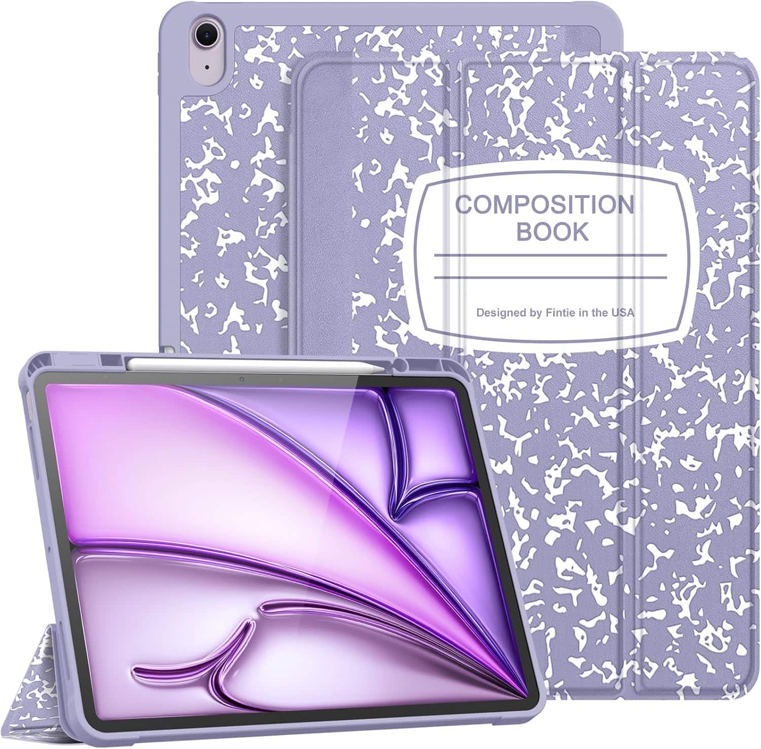 Fintie - Slim Case for iPad Air 13-inch M4/M3/M2 (2026/2025/2024) | Soft TPU Back Cover Trifold Stand Shell with Pencil Holder - Composition Book Lilac price history on PriceWatchPro