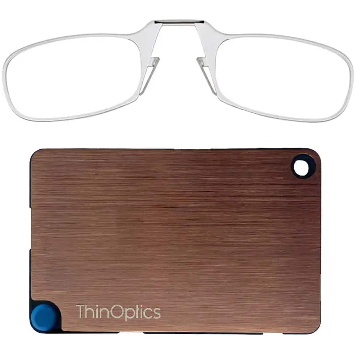 ThinOptics - Readers with Wallet - 1.00 - Clear Frame, Rose Gold Wallet - Clear/Rose Gold