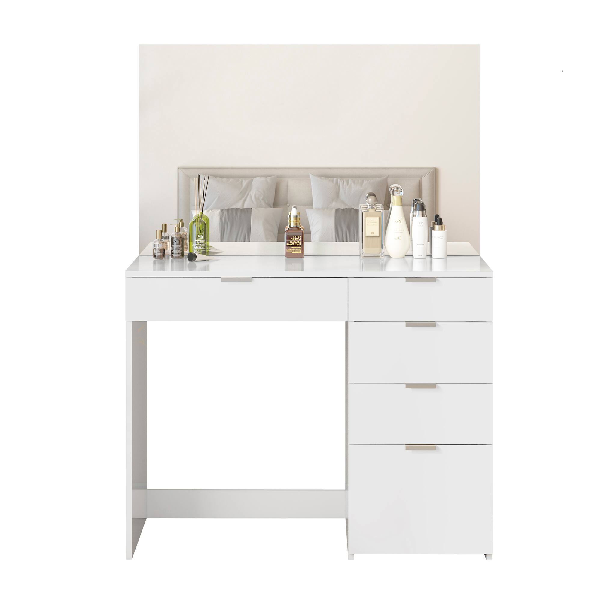 Alt View 3. Sugift - Modern Vanity Table Vanity Desk with 5 Drawers - White.
