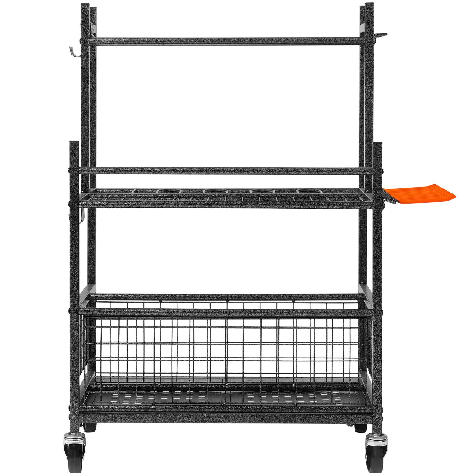 Alt View 5. VEVOR - Garden Tool Organizer, 16 Slots with Hooks, Yard Tool Tower Rack with Wheels for Garage Organization and Storage - Black.