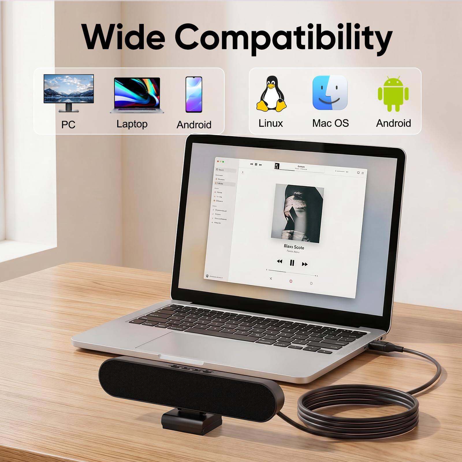Wide Compatibility  
PC Laptop Android Linux Mac OS Android