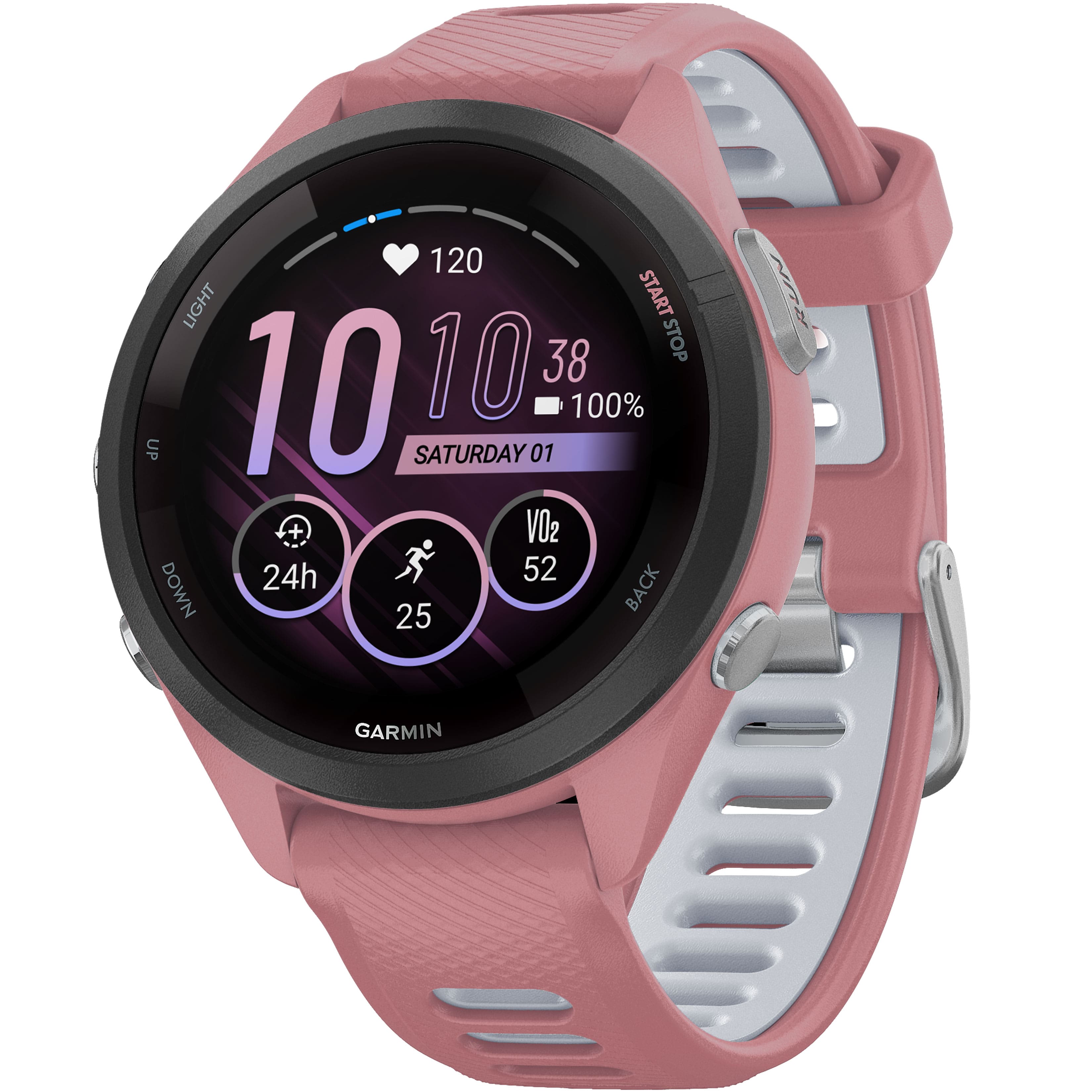 Garmin - Forerunner 265S GPS Smartwatch 42 mm Fiber-reinforced polymer - Black/Light Pink - (2023) - Front_Zoom