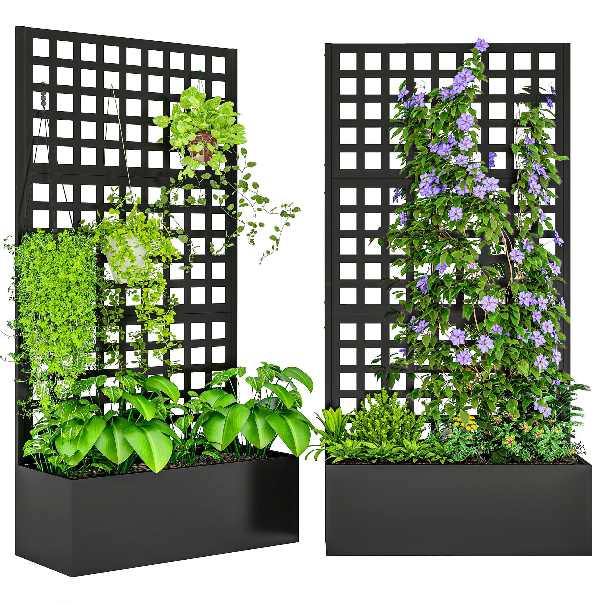 Outsunny - Raised Garden Bed Planter Box with Trellis for Climbing Plants, Vegetable, Vines