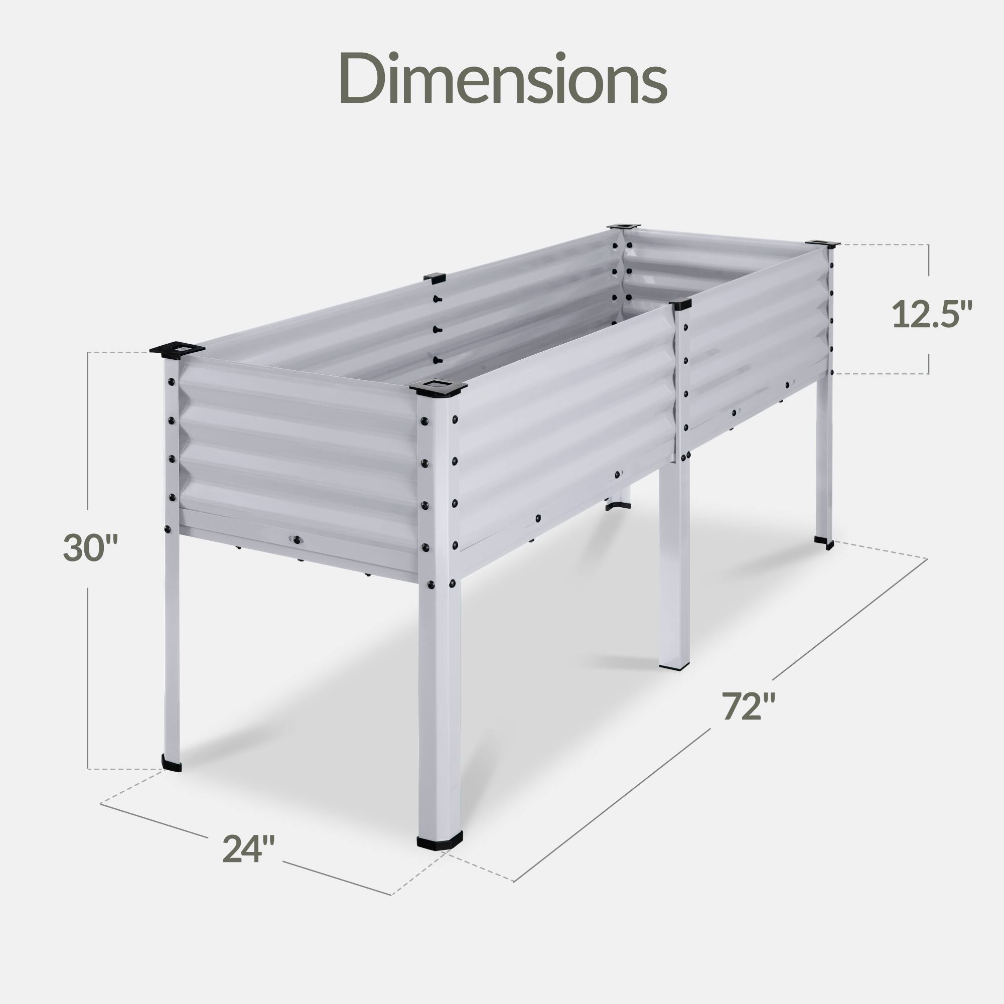 Dimensions: 12.5" x 30" x 72" x 24"