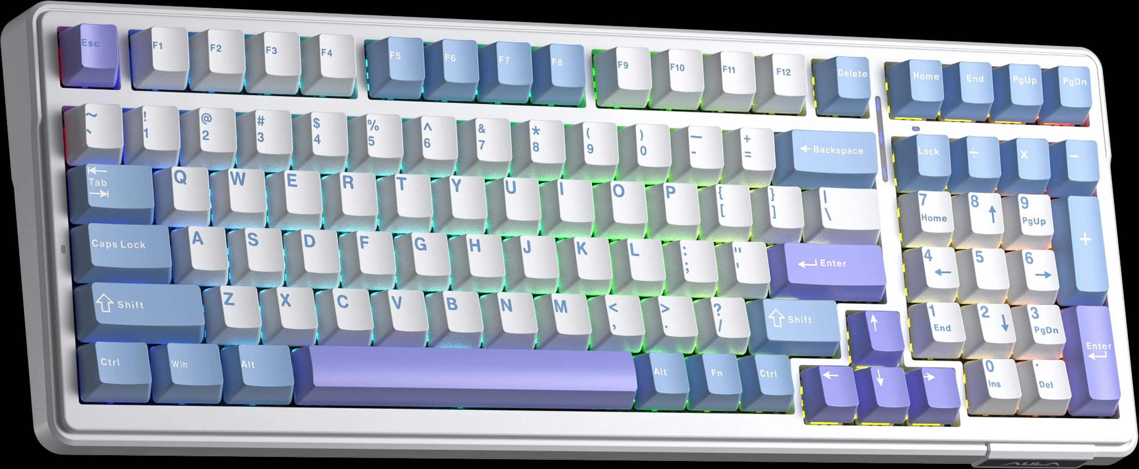 AULA - F99 99-Key Wireless Hot-Swappable Mechanical Gaming Keyboard with RGB and Multi-Device Bluetooth and 8000mAh Battery - Blue Purple White
