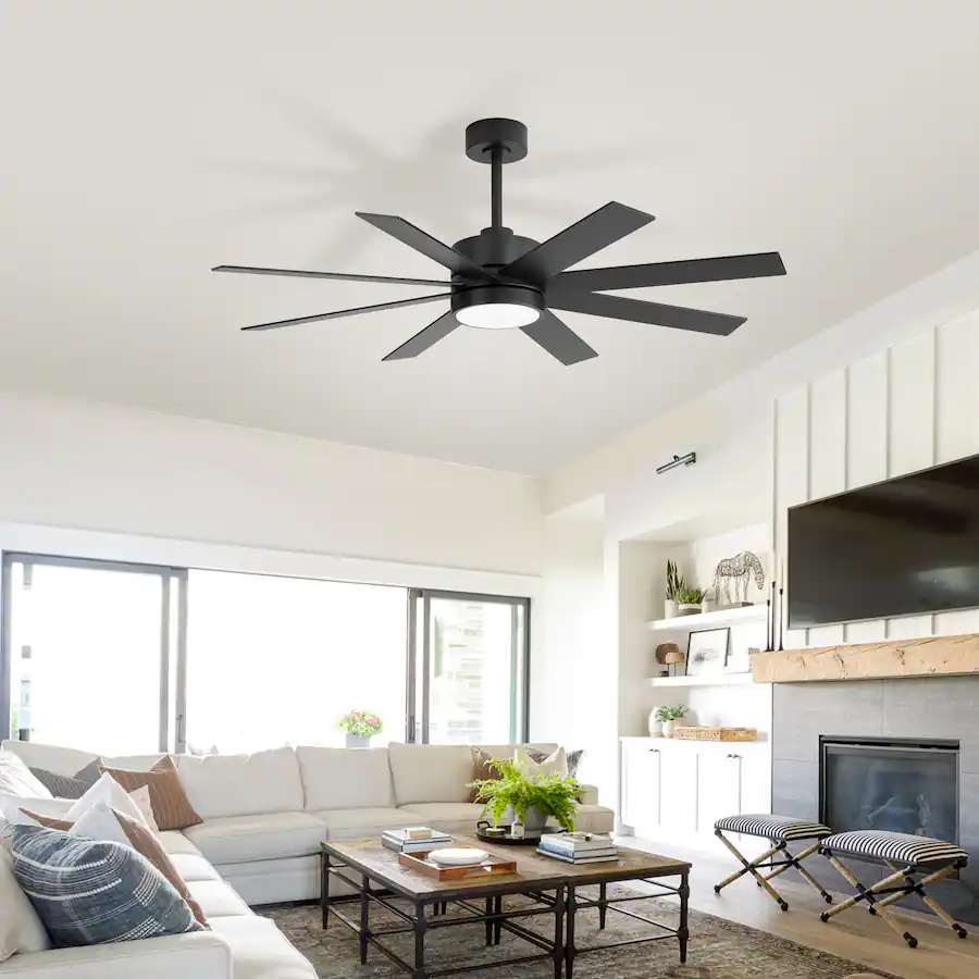 Breezary 52 Inch Ceiling Fan with LED Light, 8 Blades, 6 Speed Remote ...
