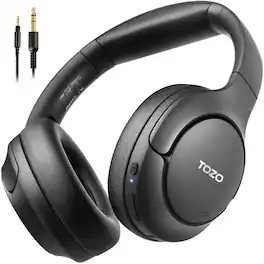 TOZO - HT2 60H Hybrid Noise Cancel Headphones(ANC ENC),Wire/Wireless,Hi-Res Audio,APP Custom 32EQ,Foldable Adjustable,AUX 3.5mm - Black